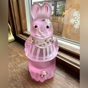 *Vintage* Fenton Art Glass Bunny Trinket Box